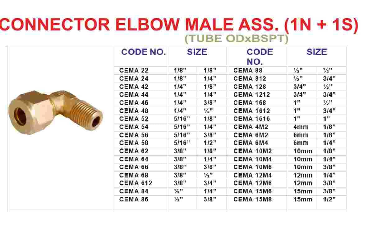 Brass Elbow Male Assembly Compression Pipe Fittings for Plumbing