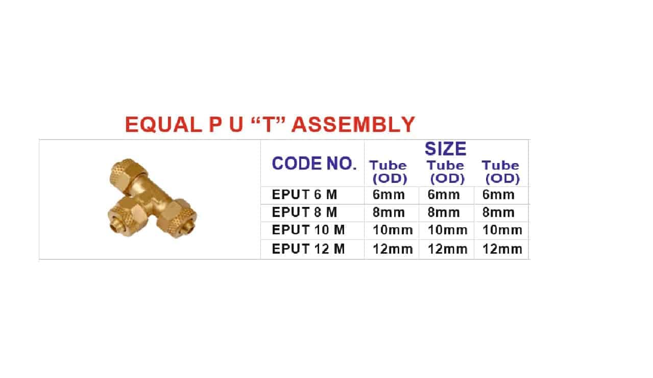 Brass equal t assembly P U Tube Fitting for gas, water supply systems, solar thermal applications - Image 2