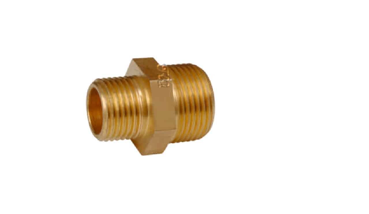 Brass reducing hex nipple