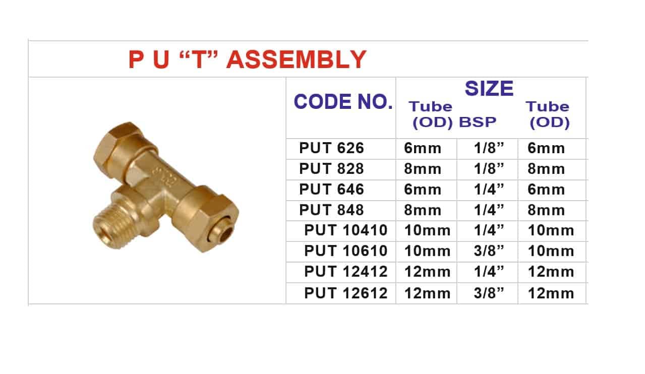 ND537 brass fittings p u t assm 2