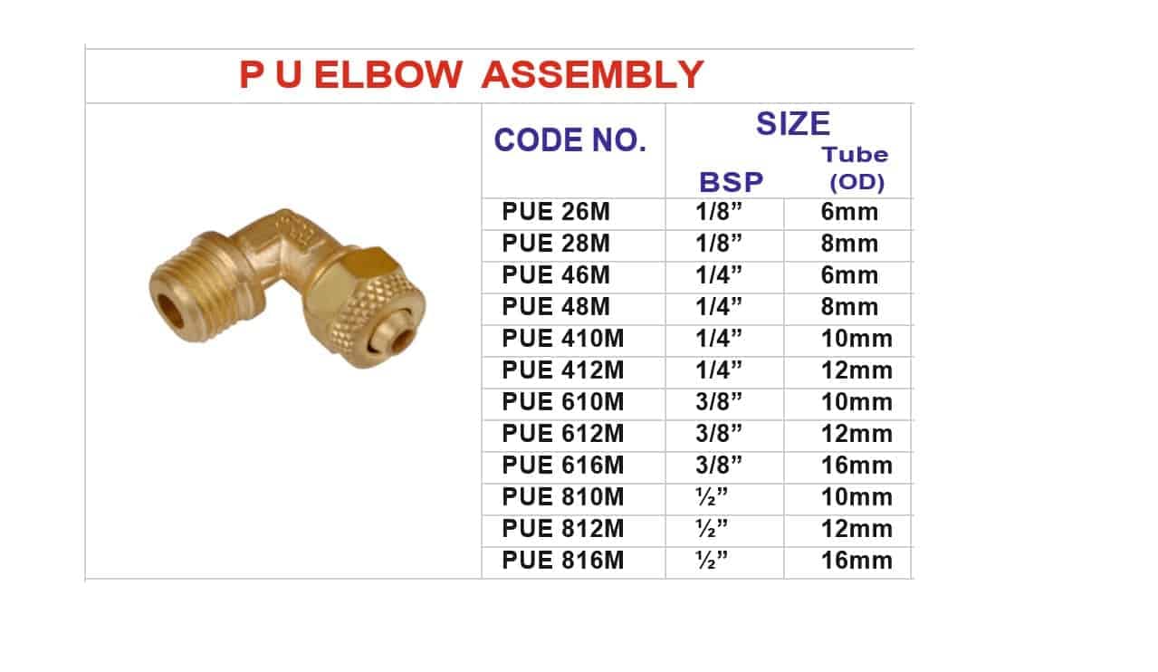 ND538 brass fittings p u elbow assm 2