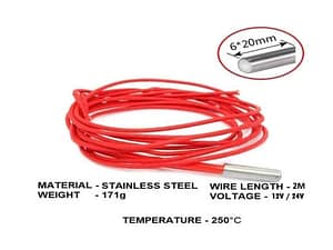 Cartridge Heater 40W Ceramic high quality heater for 3d printer extruder - 24V 40W 2m