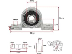 Kp08 bearing 8mm and Kp000 bearing 10mm inner diameter high quality screw rod support pillow block flange bearing - KP08