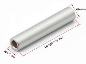 Aluminium Spacer length 35mm and 40mm ID 3mm and 5mm OD 6mm and 8mm for 3D printer - OD Ø 8mm, ID Ø 5 mm , length 40 mm