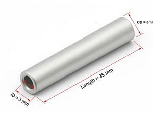 Aluminium Spacer length 35mm and 40mm ID 3mm and 5mm OD 6mm and 8mm for 3D printer - OD Ø 6mm, ID Ø 3 mm , length 35 mm