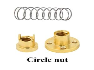 Anti backlash nut spring loaded circle and rectangle nut leadscrew for CNC 8mm threaded rod lead screw for 3D printer - 1 start Circle nut