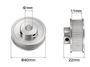 GT2 60 Teeth 10mm Belt Synchronous Pulley Bore 5mm And 8mm for 3D Printer Machine - 5mm