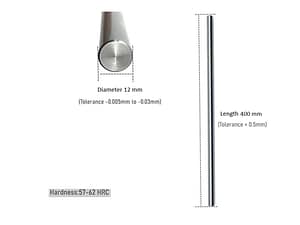12mm Smooth Rod Stainless Steel Linear Shaft Suitable for LM12UU - 400mm