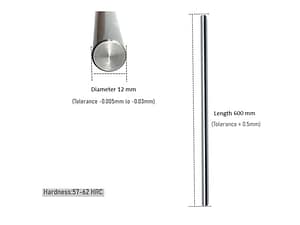 12mm Smooth Rod Stainless Steel Linear Shaft Suitable for LM12UU - 600mm