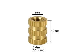 Brass Insert M5 Female Round Embedded Nut for 3D printer parts - M5x10mm