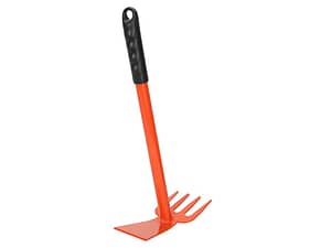 Hoe garden tool 4 prong fork ergonomic handle with hang-up hole hoe/fork combo hand digger and cultivator tiller all-purpose gardening tool