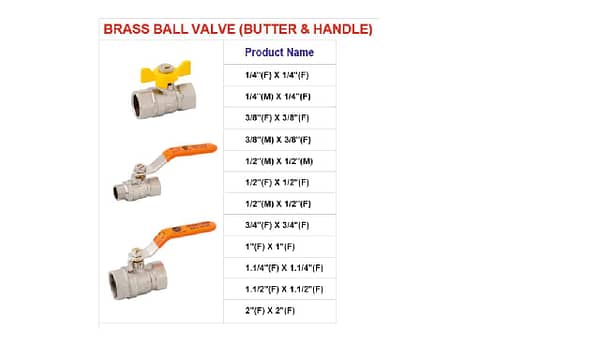Brass ball valve (butter and Handle) Fitting (BSP) for residential, commercial plumbing, water well, HVAC and many other applications - Image 2