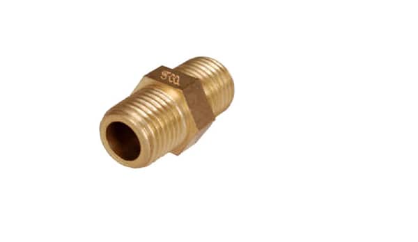 Brass hex nipple?pipe fittings for chemicals, flammable gases, slurries, and other plumbing applications