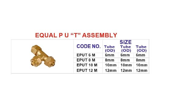 Brass equal t assembly P U Tube Fitting for gas, water supply systems, solar thermal applications - Image 2