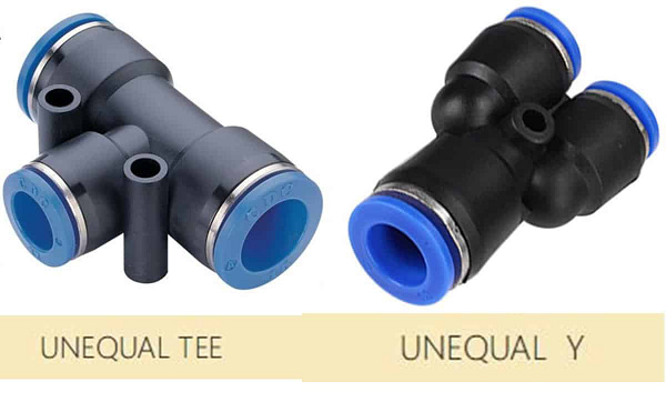 Pneumatic tee fittings