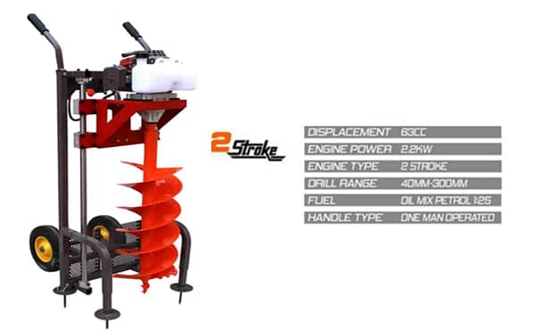 Hand earth auger 63cc with 12 inch drill bit engine heavy duty equipment for agricultural and farm tool - Image 2