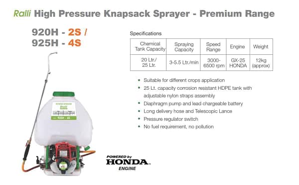 Honda GX25 engine four stroke power sprayer high pressure agricultural sprayer for agriculture,gardens,home,commercial spray and sanitization - Image 2