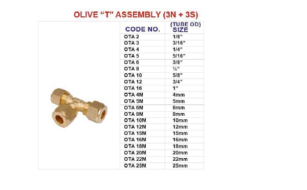 Brass t assembly (3N + 3S) compression pipe fittings for plumbing, oil, gas and steam applications - Image 2