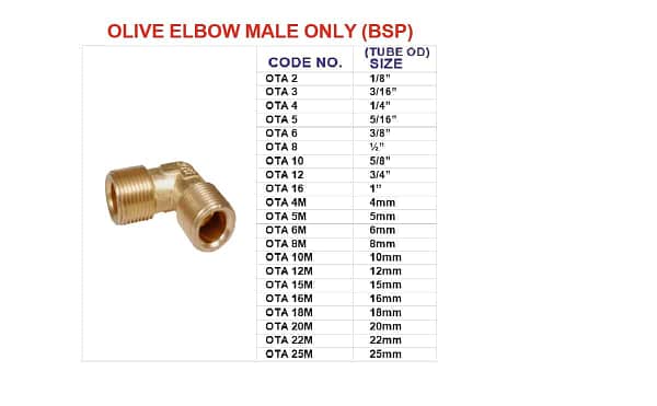 Brass elbow male only (BSP) compression pipe fittings for plumbing, oil, gas and steam applications - Image 2