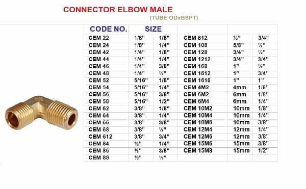 Brass elbow connector male assembly (1N + 1S) compression pipe fittings for plumbing, oil, gas and steam applications - Image 2