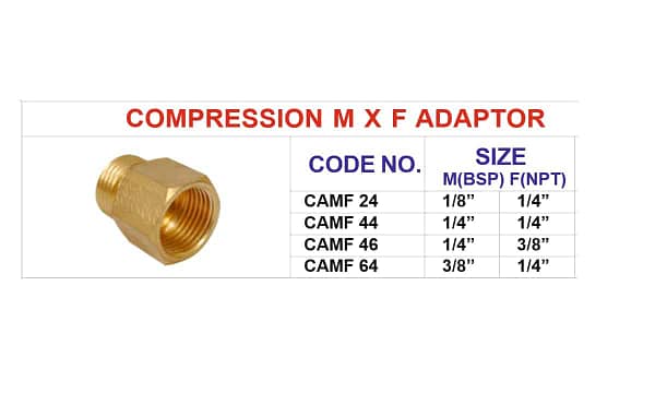 Brass compression adaptor of M x F compression pipe fittings for plumbing, oil, gas and steam applications - Image 2