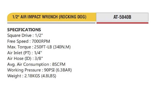 Rocking Dog Air Impact Wrench 1/2 inch Pneumatic Tools - Image 2