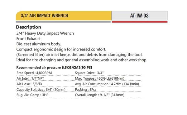 Air impact wrench 3/4 inch Pneumatic Tools - Image 2