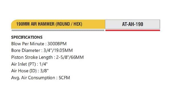 Air hammer 190mm (Round/hex) Pneumatic Tools - Image 2