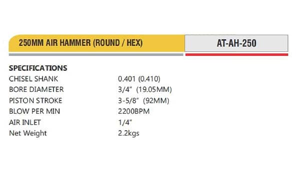 Air hammer 250mm (Round/hex) Pneumatic Tools - Image 2