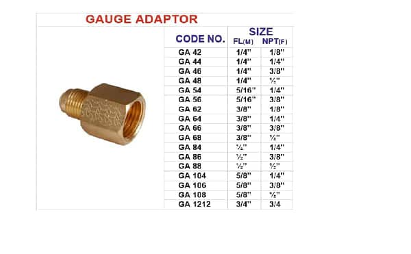 ND556 brass fittings gauge adaptor 3
