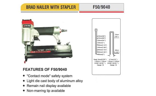 Brad nailer with stapler F50/9040 Pneumatic Tools