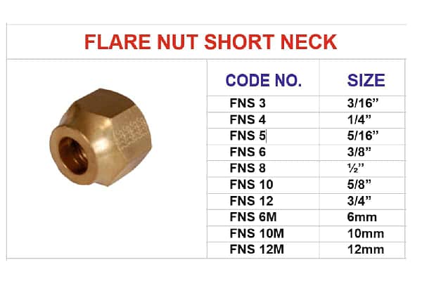 Brass flare nut short neck fitting for heavy machinery, and industrial and construction equipment applications - Image 2