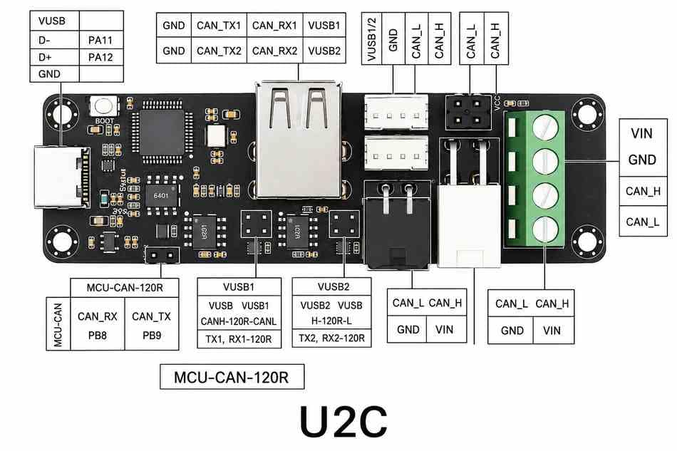 Bigtreetech EBB36 Canbus V1.2/ Bigtreetech U2C V2.1 klipper expansion device for 3d printer 4 Bigtreetech EBB36 Canbus V1.2/ Bigtreetech U2C V2.1 klipper expansion device for 3d printer - Image 4